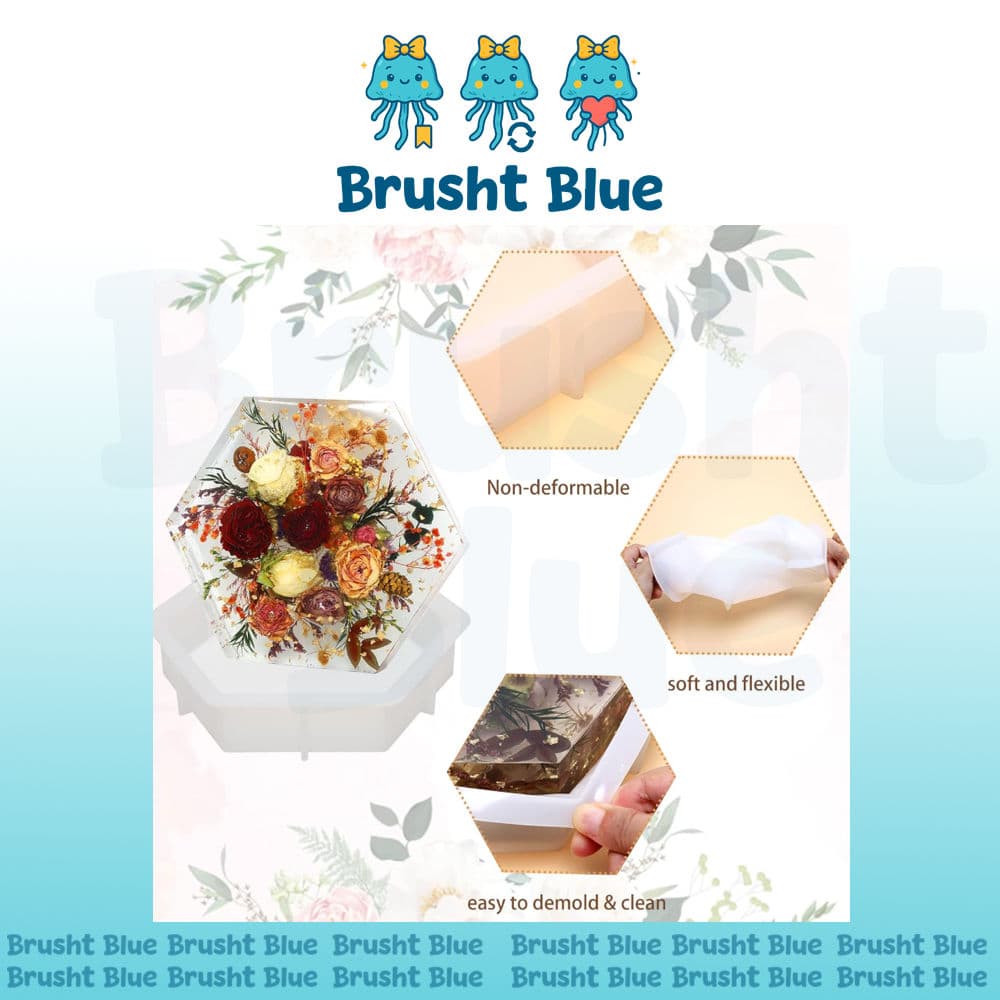 قالب سيليكون سداسي كبير لصب الورد بالريزن